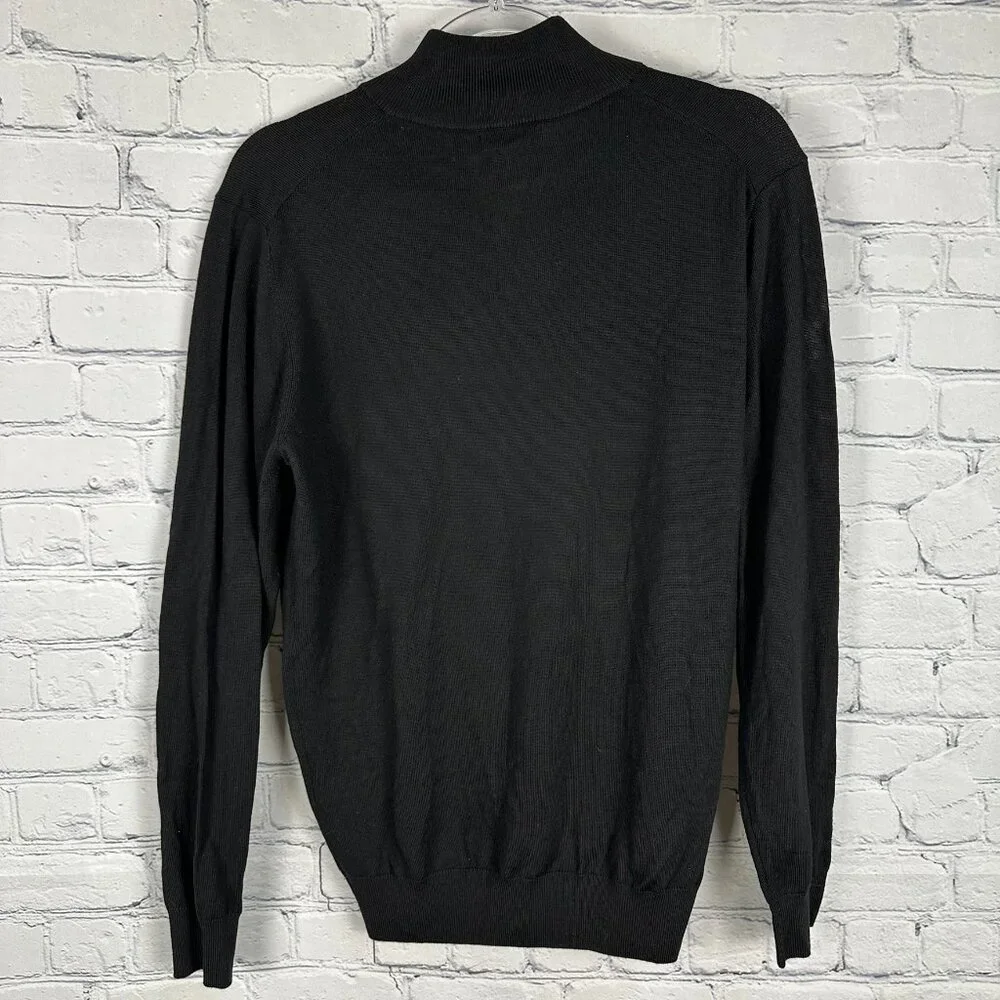 Collars & Co. Men's Cashmere Australian Merino 1/4 Zip Sweater, Size S, Black